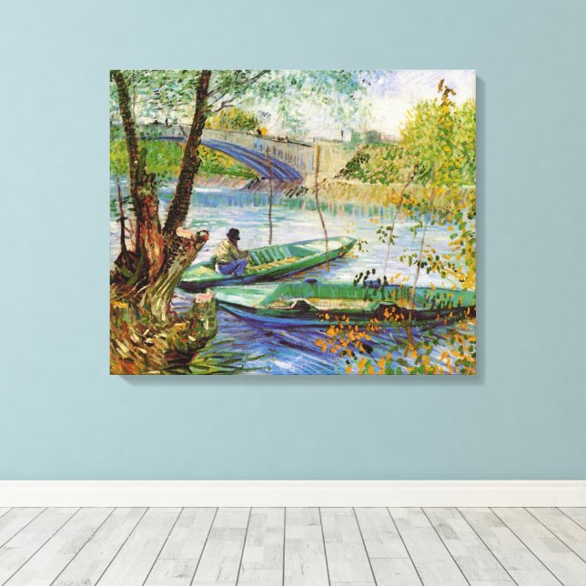 Van Gogh Fischen im Frühling, Pont de Clichy Leinwanddruck (Insitu (Holzboden))