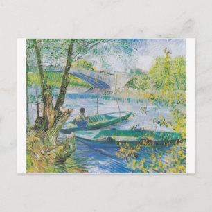 Van Gogh Fischer und Boote an der Pont de Clichy Postkarte