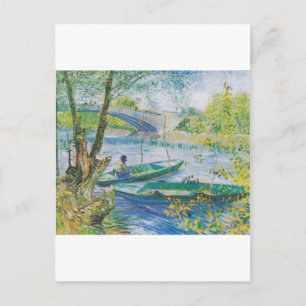 Van Gogh Fischer und Boote in der Pont de Clichy Postkarte