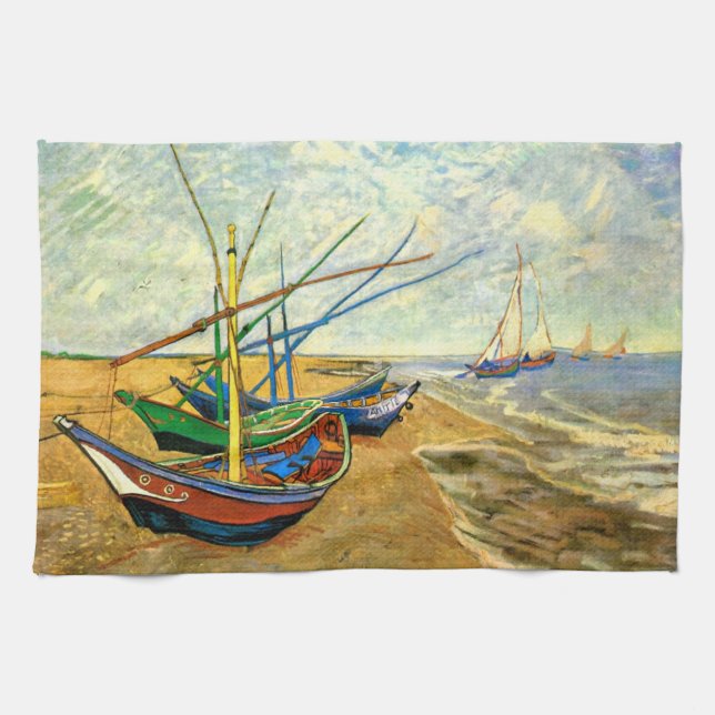 Van Gogh Fischerboote am Strand in Saintes Maries Handtuch (Horizontal)