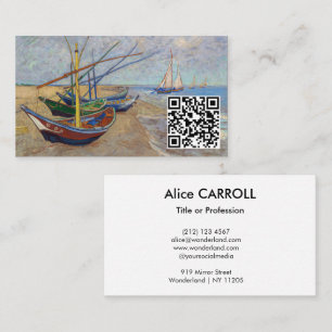 Van Gogh - Fischerboote am Strand - QR Code Visitenkarte