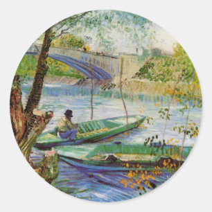 Van Gogh - Fischfang im Frühling, Pont de Clichy Runder Aufkleber