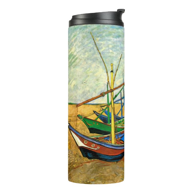 Van Gogh Fishing Boats on Beach at Saintes Maries Thermosbecher (Nach links gedreht)