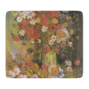 Van Gogh Florales Stillleben Rote Mohnblumen & Ros Schneidebrett