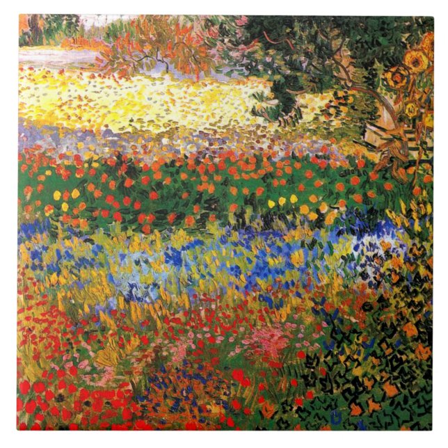Van Gogh - Flower Garden, fine art painting, Fliese (Vorderseite)
