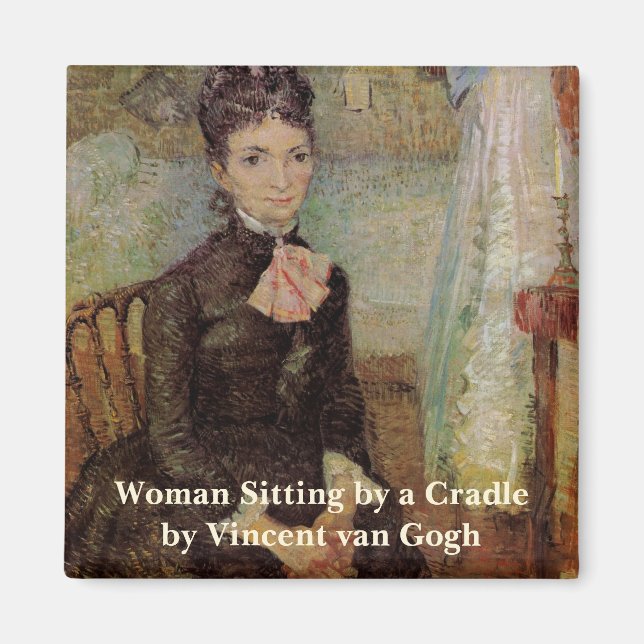 Van Gogh, Frau im Wiege, Vintage Kunst Magnet (Vorne)