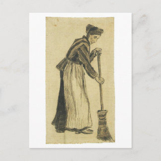 Van Gogh Frau mit einem Besen Postkarte