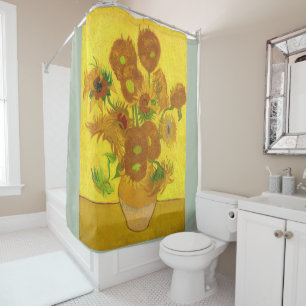 Van Gogh Fünfzehn Sonnenblumen in einer Vase Fine Duschvorhang