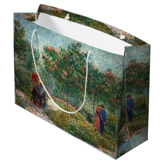 Van Gogh Garden in Montmartre mit Liebhabern Große Geschenktüte (Rückseite Schrägansicht)