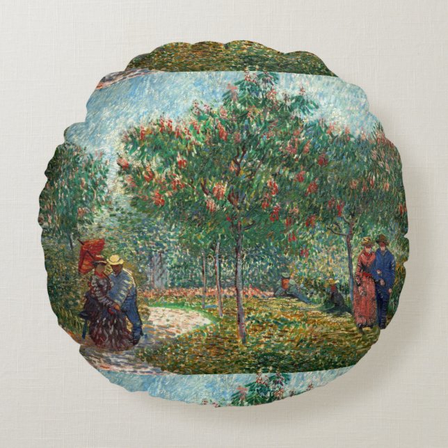 Van Gogh Garden in Montmartre Rundes Kissen (Vorderseite)