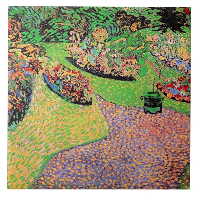 Van Gogh - Garten in Auvers Fliese (Vorderseite)
