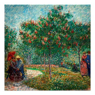 Van Gogh Garten in Montmartre mit Liebenden Poster
