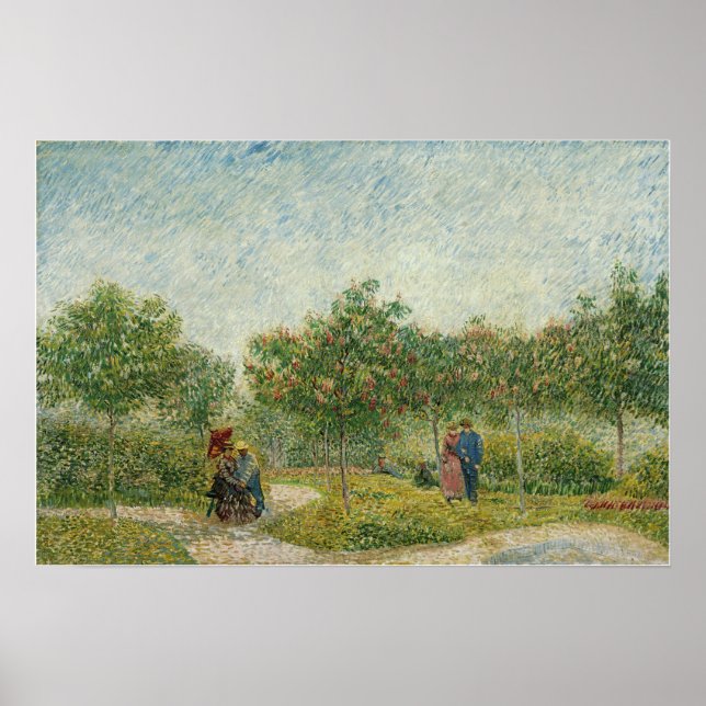 Van Gogh - Garten in Montmartre mit Liebhabern Poster (Vorne)
