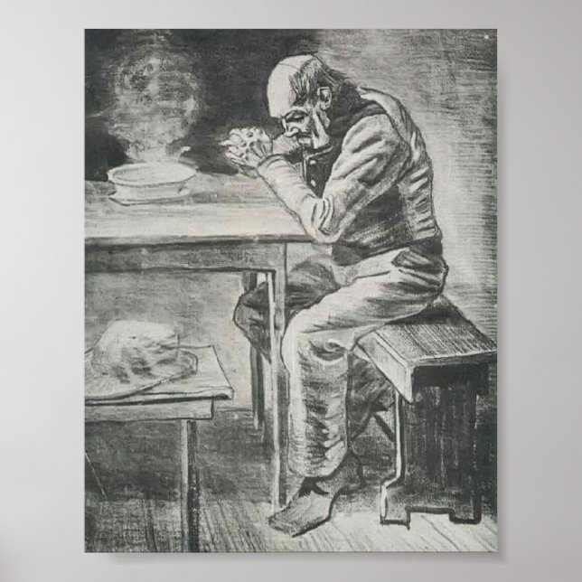Van Gogh - Gebet vor der Mahlzeit Poster (Vorne)