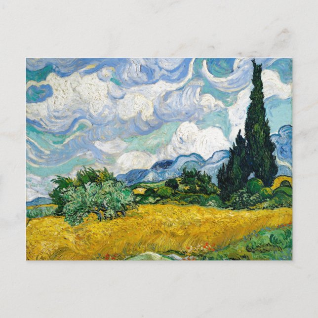 Van Gogh Gemälde Art Vintag Weizenfeld Cypresse Postkarte (Vorderseite)