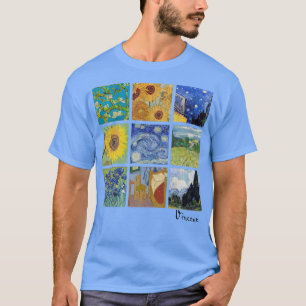 Van Gogh Gemälde Collage mit Sonnenblumen und Star T-Shirt