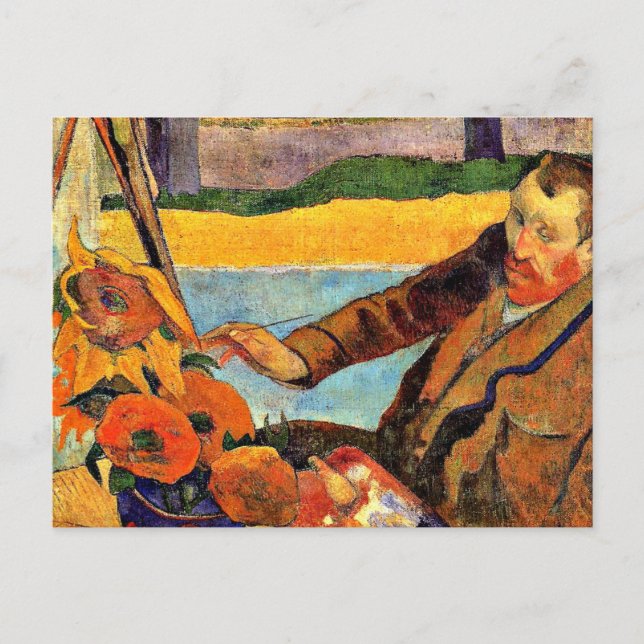 Van Gogh Gemälde Sonnenblumen, Kunstwerk von Gaugu Postkarte (Vorderseite)