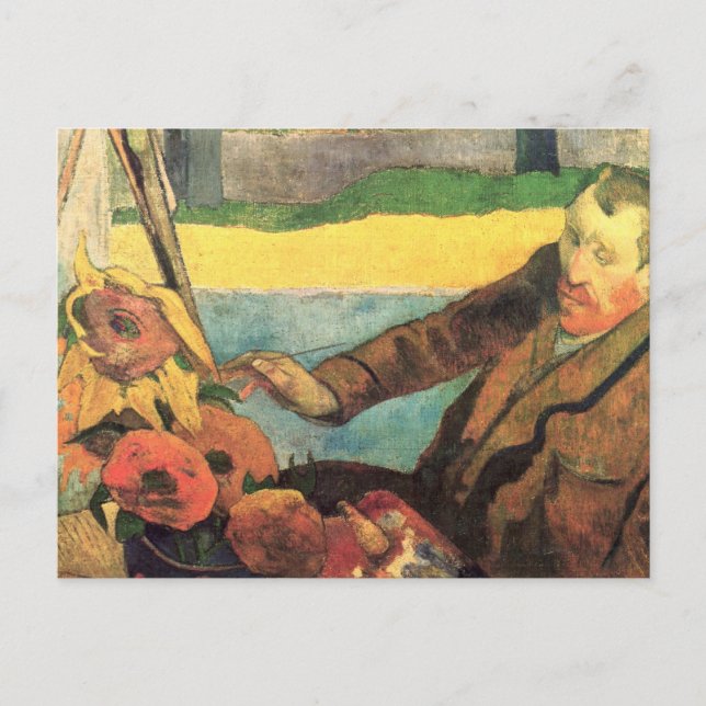 van Gogh Gemälde Sunflowers - Paul Gauguin Postkarte (Vorderseite)