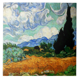 Van Gogh Gemälde, Wheatfield mit Cypress Tree Fliese