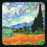 Van Gogh Gemälde, Wheatfield mit Cypress Tree Quadratischer Aufkleber<br><div class="desc">Wheatfield mit Cypress Tree,  berühmtes Gemälde von Vincent van Gogh</div>
