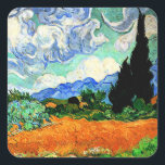 Van Gogh Gemälde, Wheatfield mit Cypress Tree Quadratischer Aufkleber<br><div class="desc">Wheatfield mit Cypress Tree,  berühmtes Gemälde von Vincent van Gogh</div>