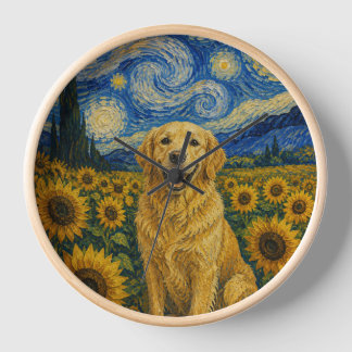 Van Gogh Golden Retriever Hund  Uhr