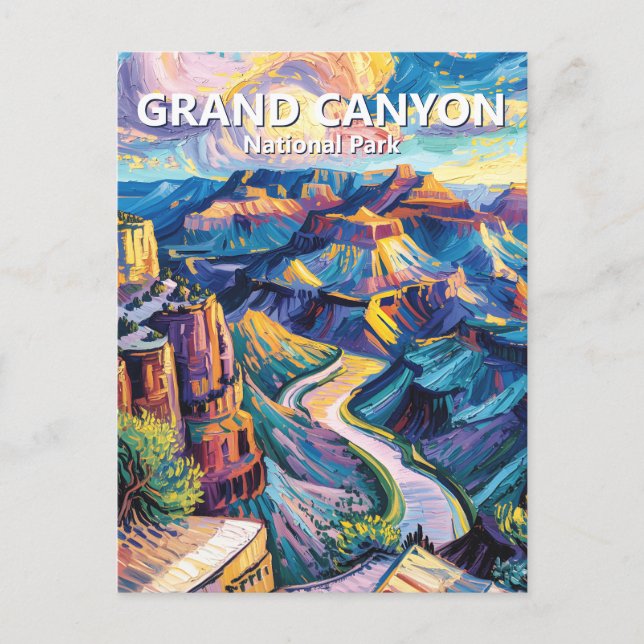 Van Gogh Grand Canyon Sunset Colorful Oil Painting Postkarte (Vorderseite)