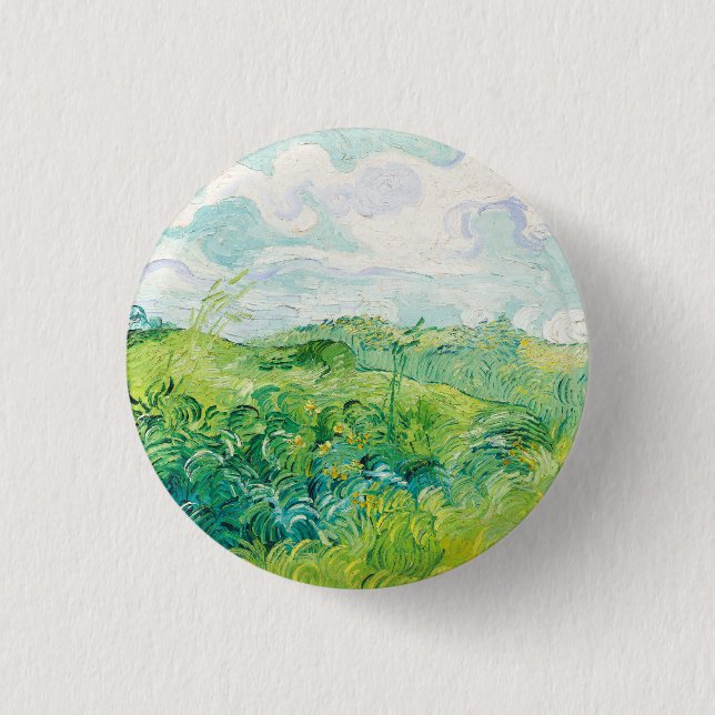 Van Gogh. Green Wheat Fields Auvers. Impressionism Button (Vorderseite)