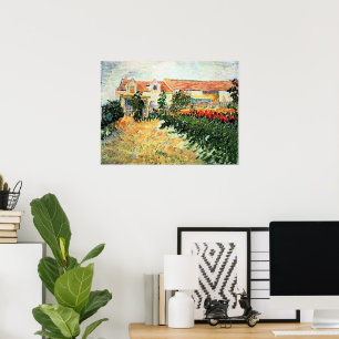 Van Gogh - Haus mit Sonnenblumen Poster