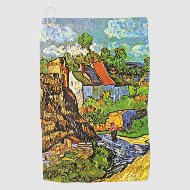 Van Gogh - Häuser in Auvers, berühmtes Gemälde Golfhandtuch (Vorderseite)