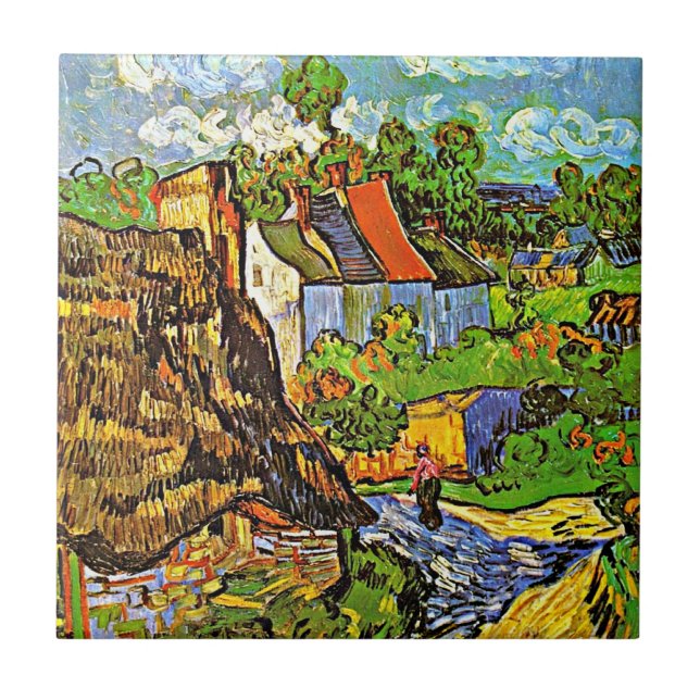 Van Gogh - Häuser in Auvers Fliese (Vorderseite)