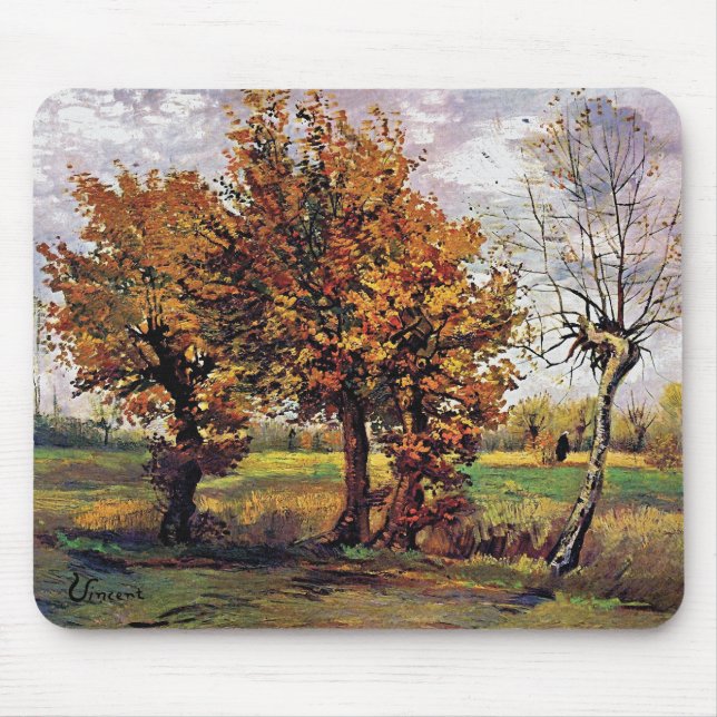 Van Gogh - Herbstlandschaft mit vier Bäumen Mousepad (Vorne)