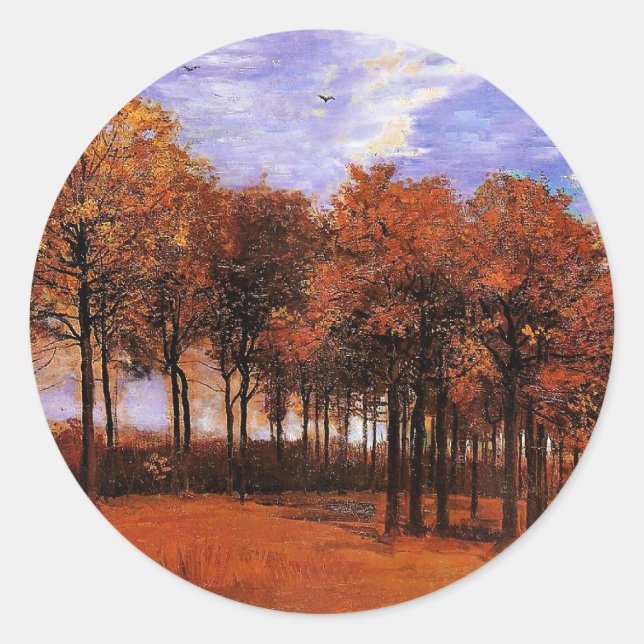 Van Gogh - Herbstlandschaft, Runder Aufkleber (Vorderseite)