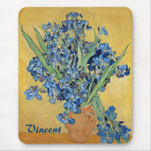 Van Gogh Iris-Vase Blaue Blumenfeine Kunst Mousepad