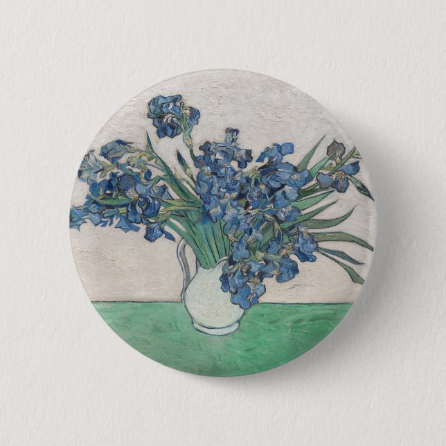Van Gogh Iris Vase Malerei Impressionismus Button (Vorderseite)