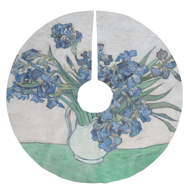 Van Gogh Iris Vase Malerei Impressionismus Polyester Weihnachtsbaumdecke (Vorderseite)