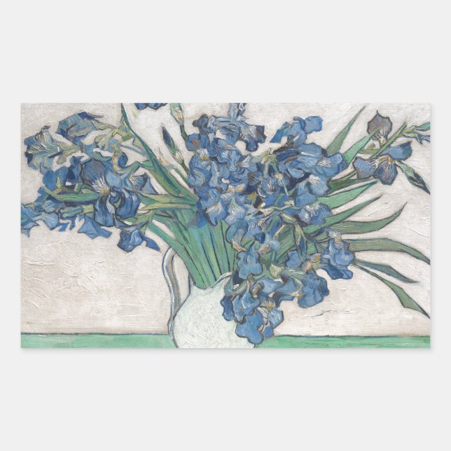 Van Gogh Iris Vase Malerei Impressionismus Rechteckiger Aufkleber (Vorderseite)