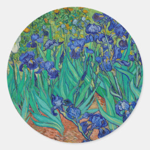 Van Gogh Irises Bloral Painting Runder Aufkleber