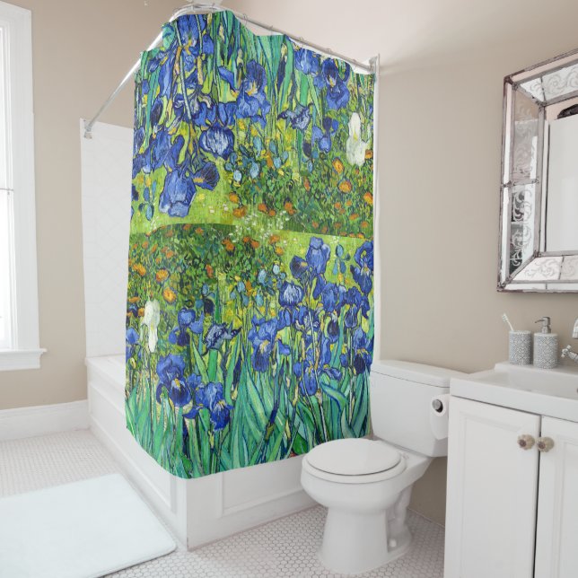 Van Gogh Irises die Blumen, die Duschvorhang malen (Beispiel)