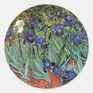 Van Gogh Irises (F608) Vintage Kunstkunst Runder Aufkleber
