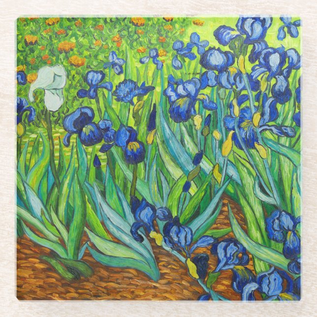 Van Gogh Irises Glasuntersetzer (Vorderseite)