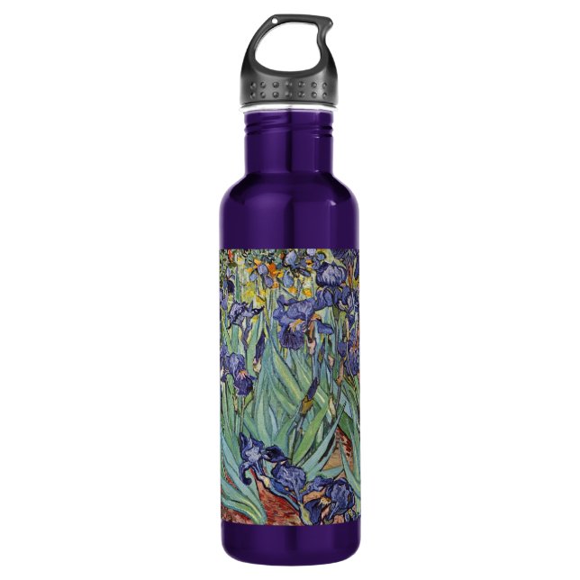 Van Gogh Irises Impressionist Painting Edelstahlflasche (Vorderseite)