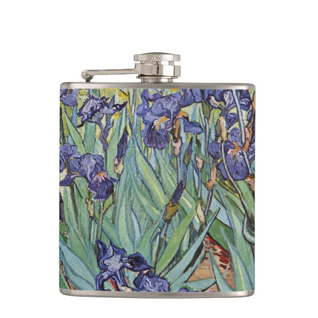 Van Gogh Irises Impressionist Painting Flachmann (Vorderseite)