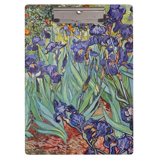 Van Gogh Irises Impressionist Painting Klemmbrett (Vorderseite)