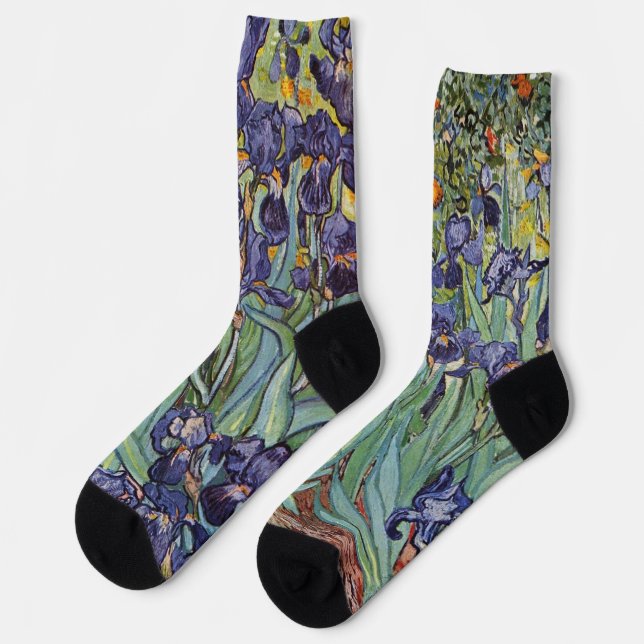 Van Gogh Irises Impressionist Painting Socken (Linkes Detail)