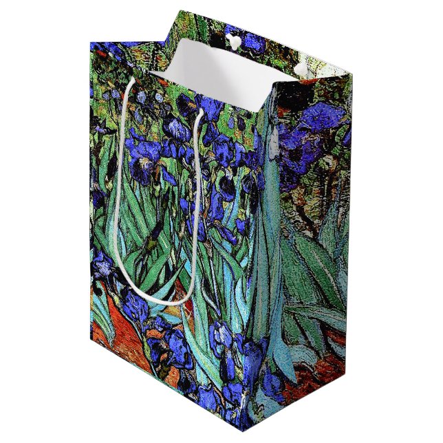 Van Gogh Irises Mittlere Geschenktüte (Vorderseite Schrägansicht)