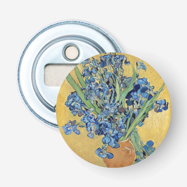 Van Gogh Irises Vase Blue Flowers Bouquet Fine Art Flaschenöffner (Vorderseite)