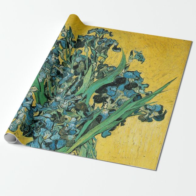 Van Gogh Irises Vase Yellow Floral Painting Geschenkpapier (Ungerollt)