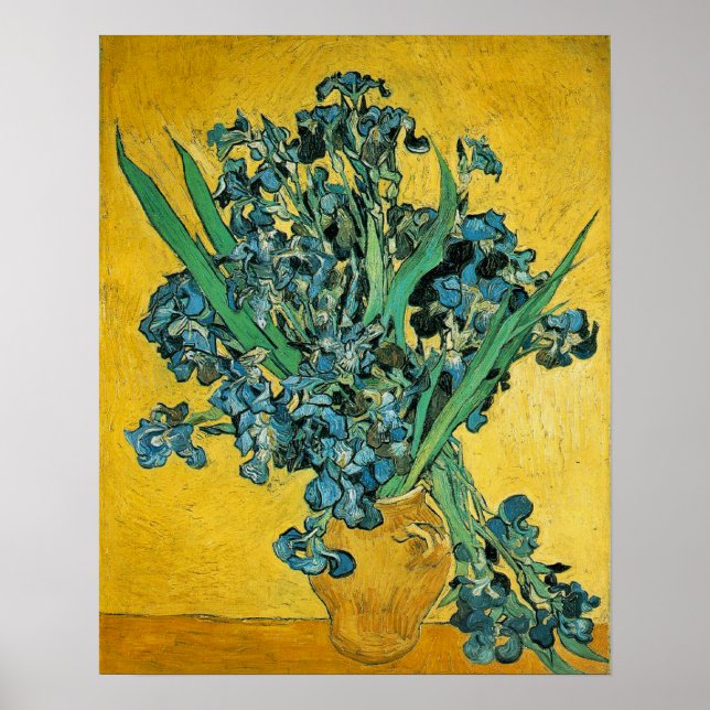 Van Gogh Irises Vase Yellow Floral Painting Poster (Vorne)