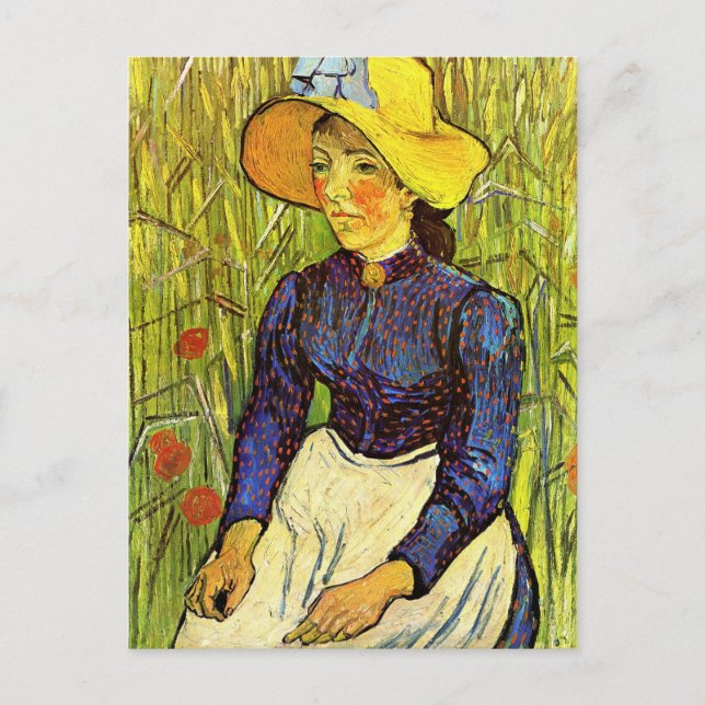 Van Gogh, junge Bauernfrau mit Strohhut Postkarte (Vorderseite)